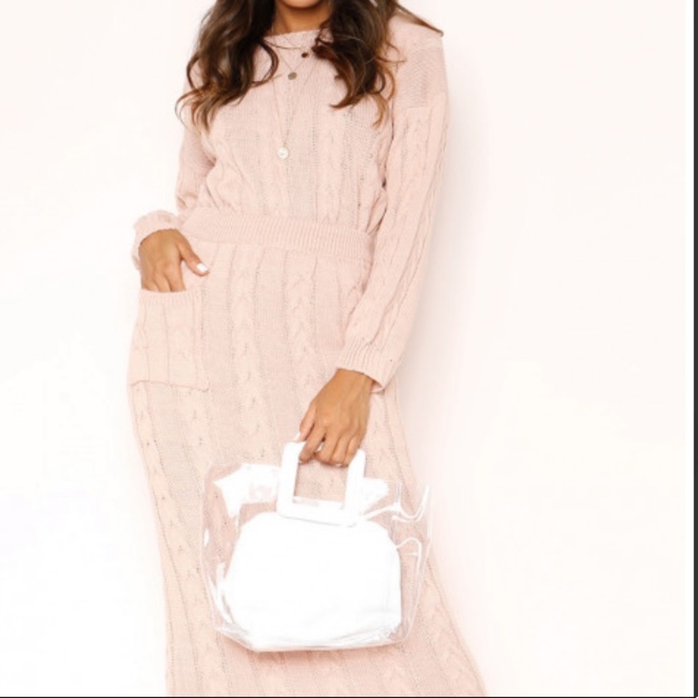 Missy Empire Noara Pink Knit Midi sweater set